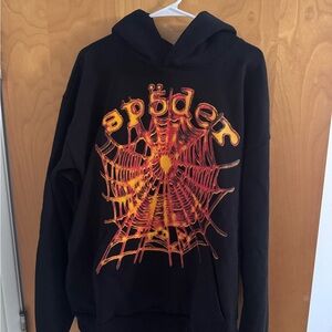 Black Hoodie with Orange Web Design